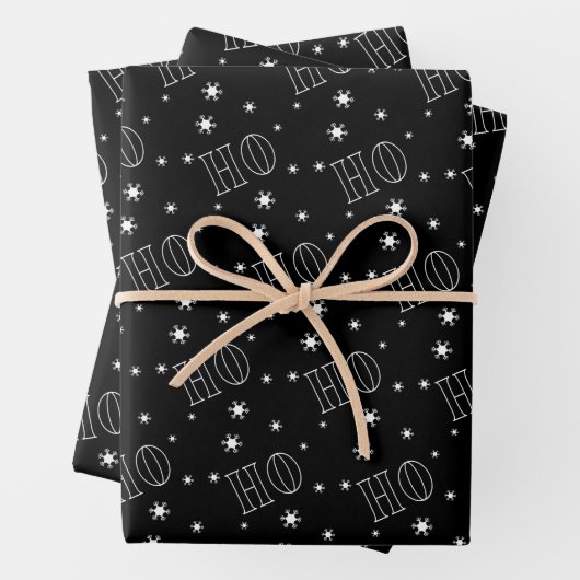 Modernes Schwarz-weiß Ho Ho Ho Geschenkpapier Set (Beispiel)