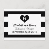 Modernes Schwarz/Weiß Hochzeitsessen Probe Postkarte (Vorderseite)