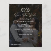 Modernes Schwarz-Weiß-Hochzeitsfoto Save the Date Postkarte (Vorderseite)