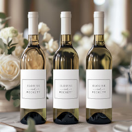 Modernes Schwarz-Weiß-Hochzeitslabel Weinetikett