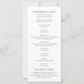 Modernes Schwarz-Weiß-Hochzeitsprogramm (Rückseite)