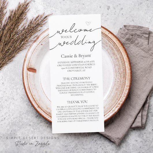 Modernes Schwarz-Weiß-Hochzeitsprogramm