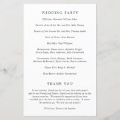 Modernes Schwarz-Weiß-Hochzeitsprogramm (Rückseite)