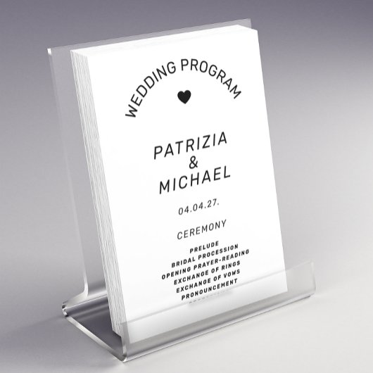 Modernes Schwarz-Weiß-Hochzeitsprogramm Flyer