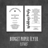 Modernes Schwarz-Weiß-Hochzeitsprogramm Flyer