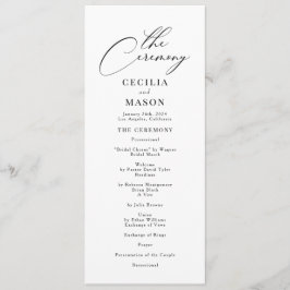 Modernes Schwarz-Weiß-Hochzeitsprogramm für Kallig Programm