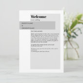 Modernes Schwarz-Weiß-Hochzeitsprogramm Programm (Stehend Vorderseite)