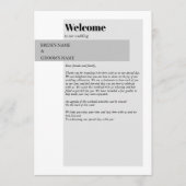 Modernes Schwarz-Weiß-Hochzeitsprogramm Programm (Vorderseite)