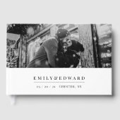 Modernes Schwarz-Weiß-Hochzeitssemble-Foto Gästebuch (Vorderseite)