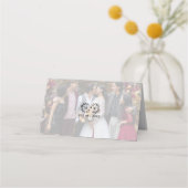 Modernes Schwarz-Weiß-Hochzeitssemble-Foto Platzkarte (Rückseite)