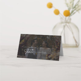 Modernes Schwarz-Weiß-Hochzeitssemble-Foto Platzkarte