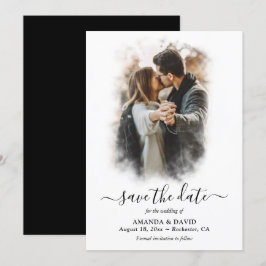 Modernes Schwarz-Weiß-Hochzeitssemble-Foto Save th The Date