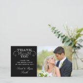 Modernes Schwarz-Weiß-Hochzeitsstift Foto Vielen D Dankeskarte (Stehend Vorderseite)