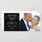 Modernes Schwarz-Weiß-Hochzeitsstift Foto Vielen D Dankeskarte (Vorne/Hinten)