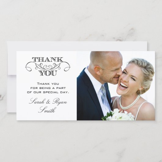Modernes Schwarz-Weiß-Hochzeitsstift Foto Vielen D Dankeskarte (Vorderseite)