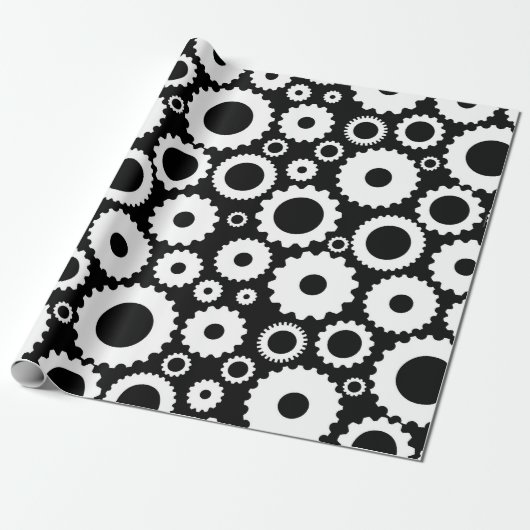 Modernes Schwarz-Weiß-Illustrationsgestänge Geschenkpapier (Ungerollt)