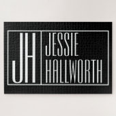 Modernes, Schwarz-Weiß-, Initial- und Namenslogo-L Puzzle (Horizontal)