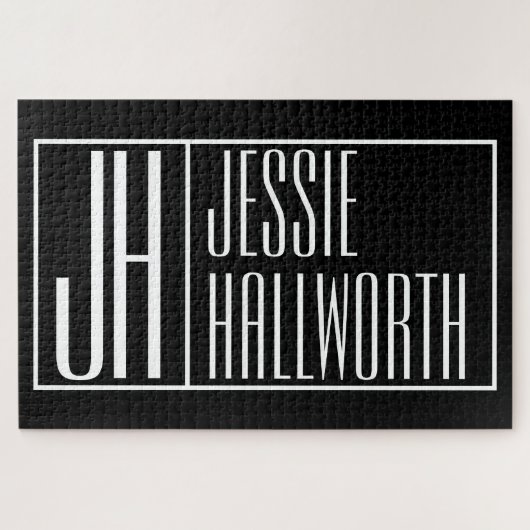 Modernes, Schwarz-Weiß-, Initial- und Namenslogo-L Puzzle (Horizontal)