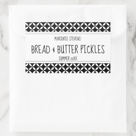 Modernes Schwarz-Weiß-Konservenlabel Rechteckiger Aufkleber (Tasche)