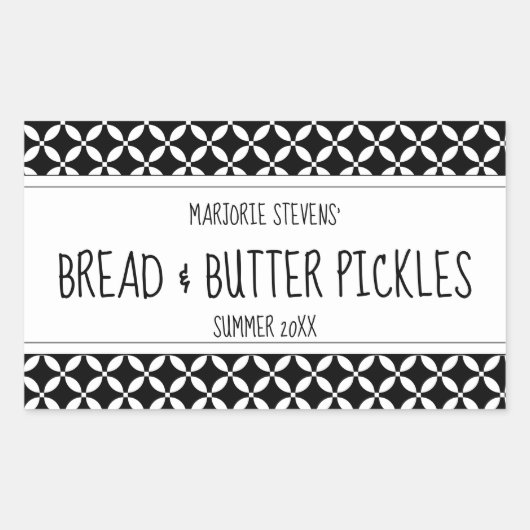 Modernes Schwarz-Weiß-Konservenlabel Rechteckiger Aufkleber (Vorderseite)