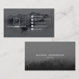 Modernes Schwarz-Weiß-Logo für 2-Foto Visitenkarte