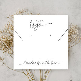 Modernes Schwarz-Weiß-Logo Ohrringe Schmuckstück-D Quadratische Visitenkarte