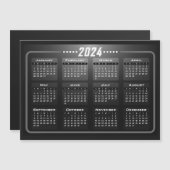 Modernes Schwarz-Weiß-Magnet 2024 Magnetkarte (Vorne/Hinten)