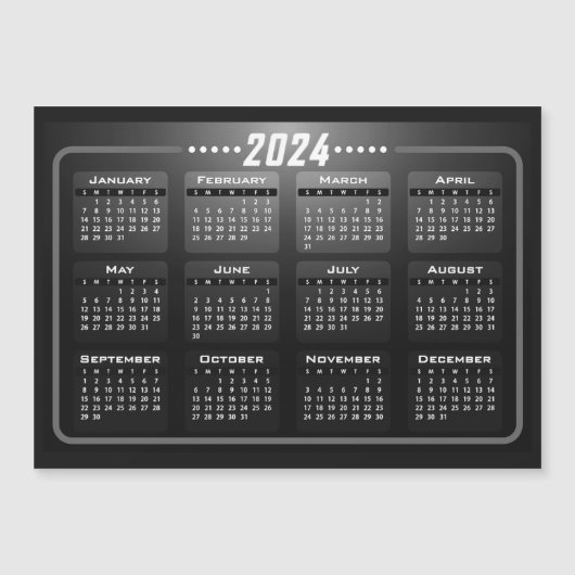 Modernes Schwarz-Weiß-Magnet 2024 Magnetkarte (Vorderseite)