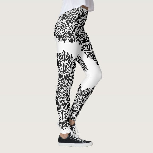 Modernes Schwarz-Weiß-Mandala-Muster Geometrisch Leggings (Rechts)