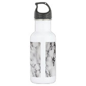 Modernes Schwarz-Weiß-Marmor Edelstahlflasche (Rückseite)