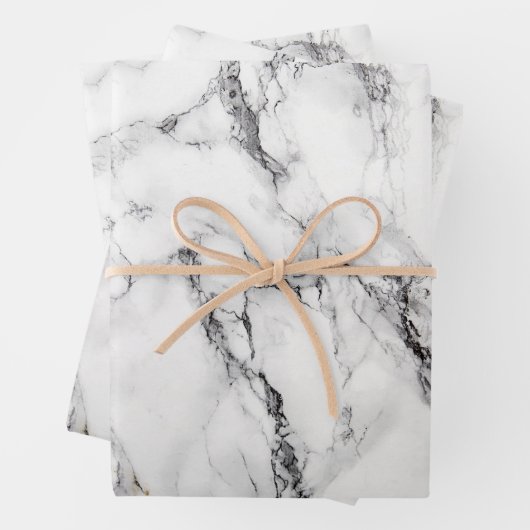 Modernes Schwarz-Weiß-Marmor Geschenkpapier Set (Beispiel)