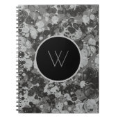 Modernes Schwarz-Weiß-Marmorwirbel-Monogramm Notizblock (Vorderseite)