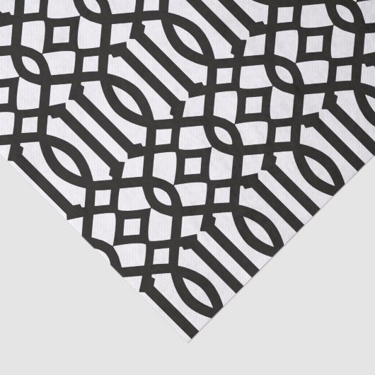 Modernes Schwarz-Weiß-Marokkanisches Trellis-Muste Seidenpapier (Ausschnitt)