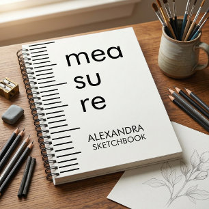 Modernes Schwarz-Weiß-Maß-Typografie-Skizzenbuch Notizblock