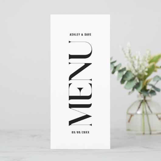 Modernes Schwarz-Weiß-Menü Menükarte (Stehend Vorderseite)