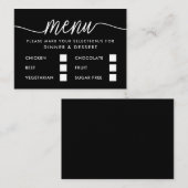 Modernes Schwarz/Weiß-Menü mit einfacher Skriptaus Begleitkarte (Vorne/Hinten)