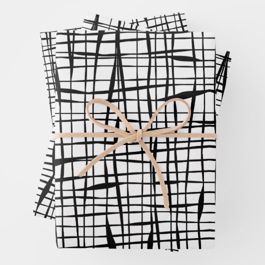Modernes Schwarz-Weiß-Mesh-Design Geschenkpapier Set (Beispiel)