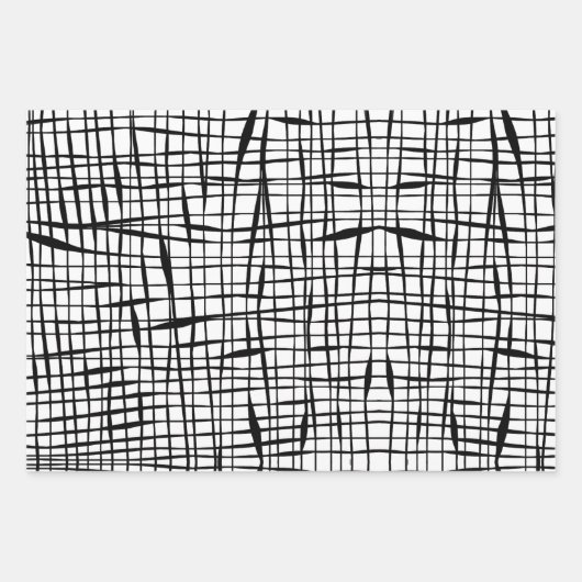 Modernes Schwarz-Weiß-Mesh-Design Geschenkpapier Set (Vorderseite)