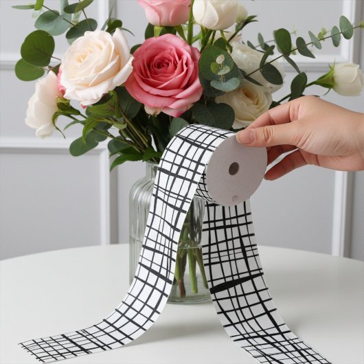 Modernes Schwarz-Weiß-Mesh-Muster Ripsband