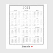Modernes Schwarz-Weiß-Mini-Kalender 2021 Aufkleber (Blatt)
