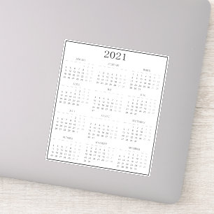 Modernes Schwarz-Weiß-Mini-Kalender 2021 Aufkleber