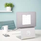 Modernes Schwarz-Weiß-Mini-Kalender 2021 Aufkleber (Laptop auf Schreibtisch)