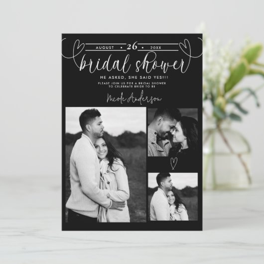 Modernes Schwarz-Weiß-Minimal-Brautparty (Stehend Vorderseite)