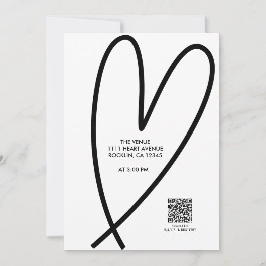 Modernes Schwarz-Weiß-Minimal-Brautparty (Rückseite)