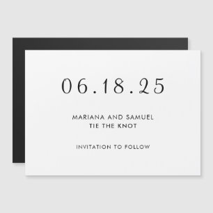 Modernes Schwarz-Weiß-Minimalistisch Save the Date Magneteinladung