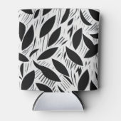Modernes Schwarz-Weiß-Minimalistisches Leaf-Muster Dosenkühler (Vorderseite)