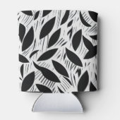 Modernes Schwarz-Weiß-Minimalistisches Leaf-Muster Dosenkühler (Rückseite)