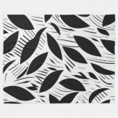 Modernes Schwarz-Weiß-Minimalistisches Leaf-Muster Fleecedecke (Vorderseite (Horizontal))