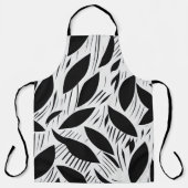 Modernes Schwarz-Weiß-Minimalistisches Leaf-Muster Schürze (Vorderseite)