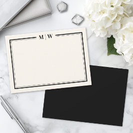 Modernes Schwarz-Weiß-Minimalistisches Monogramm Mitteilungskarte